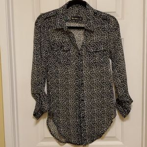 By Corpus Leopard Print Button Down Blouse